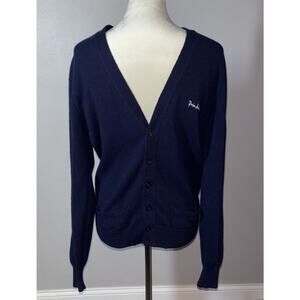 Pringle of Scotland Men's Vintage Wool Navy Cardigan Medium (40ins) RARE LOGO